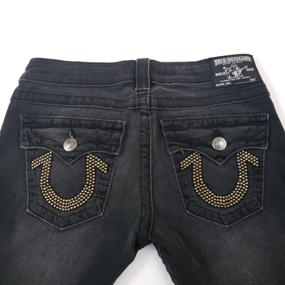 True Religion Black Worn Distressed Julie Skinny